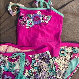 ZeroXposur Kids Swim Set - Pinkish Purple and Blue Floral